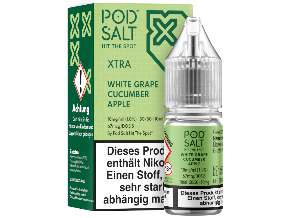 Pod Salt X - White Grape Cucumber Apple - Nikotinsalz Liquid 10 mg/ml