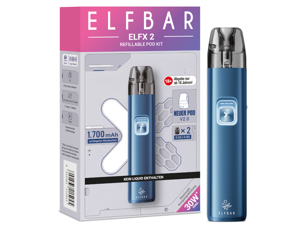 Elfbar - Elfx 2 E-Zigaretten Set Ocean Blue