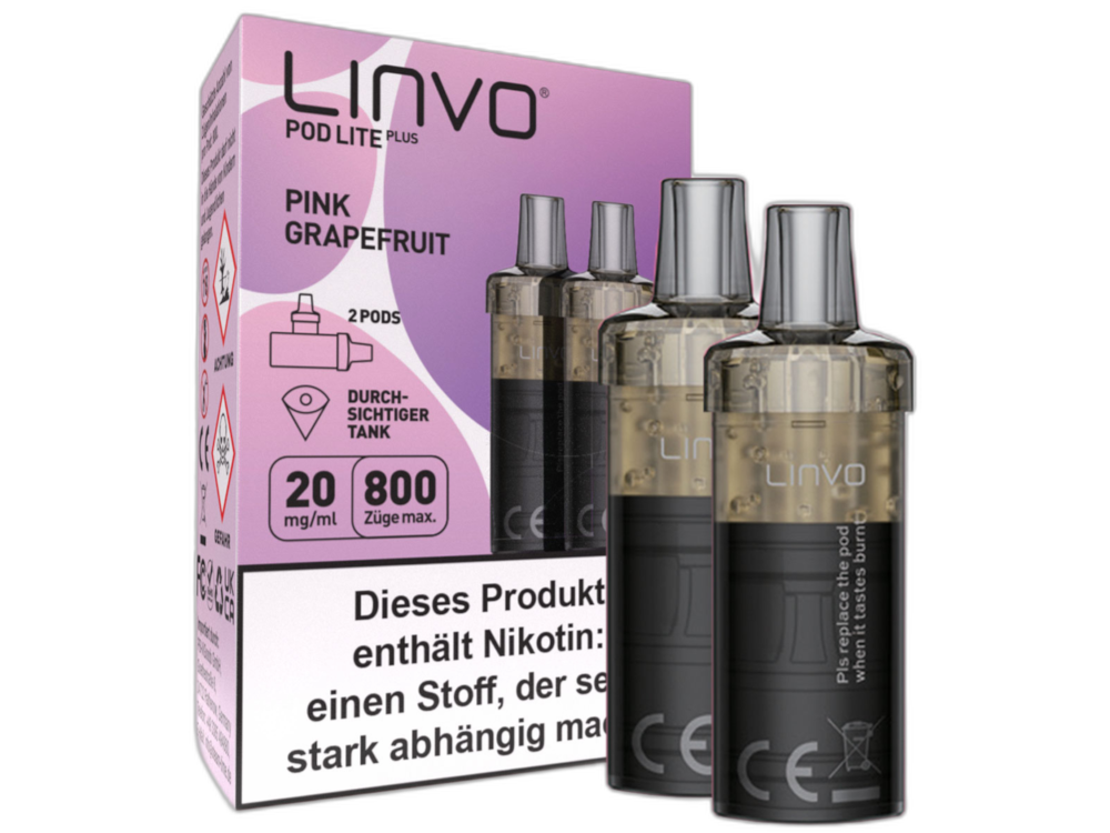 Linvo - Pod Lite Plus Cartridge Pink Grapefruit 20 mg/ml (2 Stück pro Packung)
