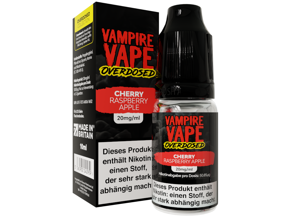 Vampire Vape - Overdosed - Cherry Raspberry Apple - Nikotinsalz Liquid 20 mg/ml