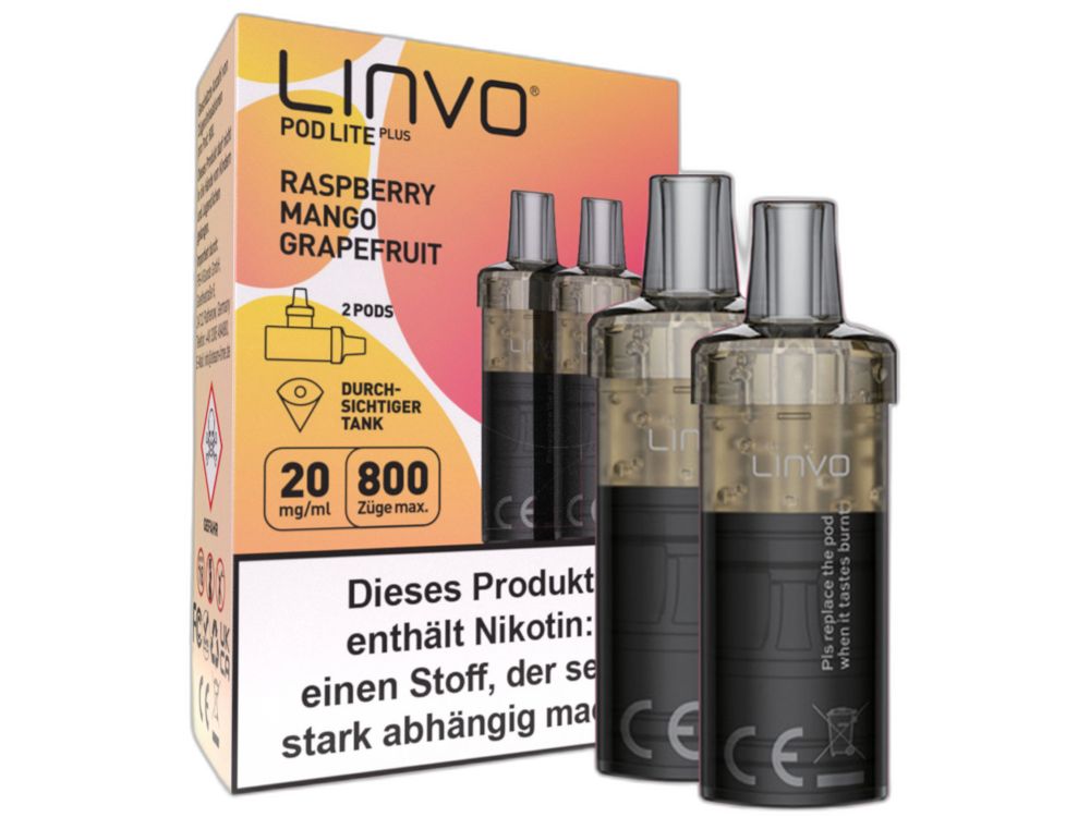 Linvo - Pod Lite Plus Cartridge Raspberry Mango Grapefruit 20 mg/ml (2 Stück pro Packung)