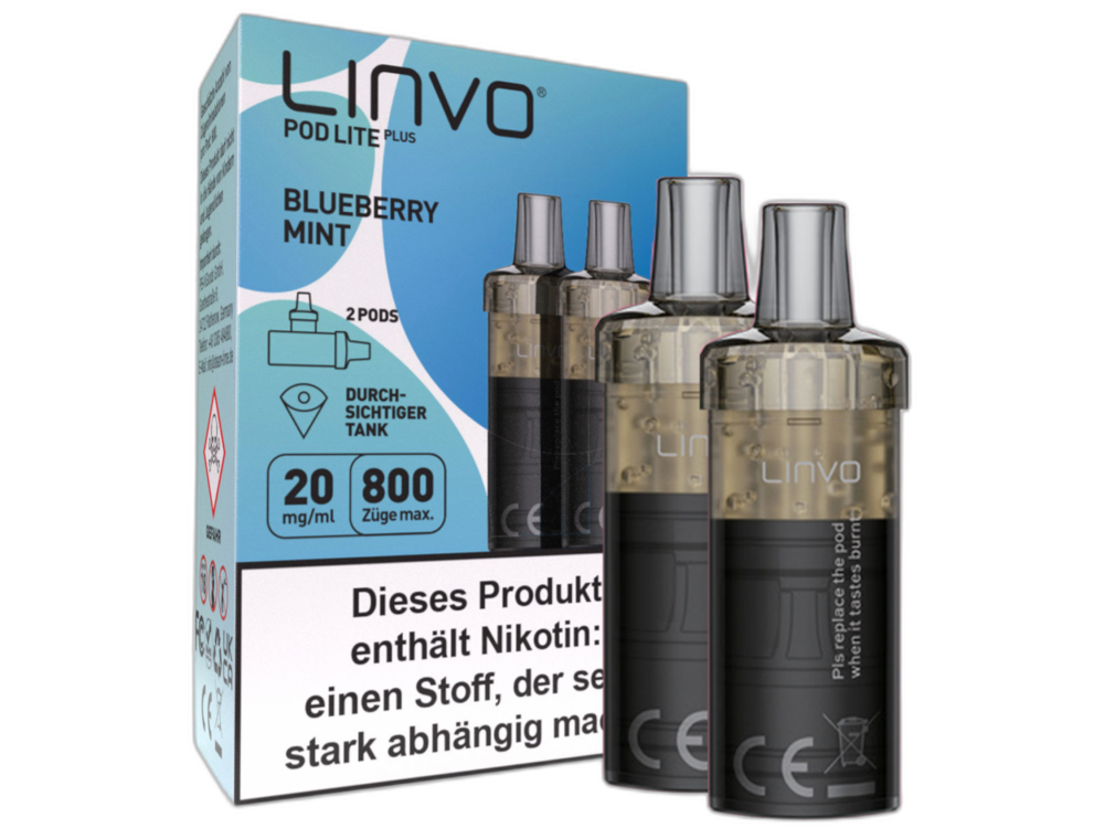 Linvo - Pod Lite Plus Cartridge Blueberry Mint 20 mg/ml (2 Stück pro Packung)