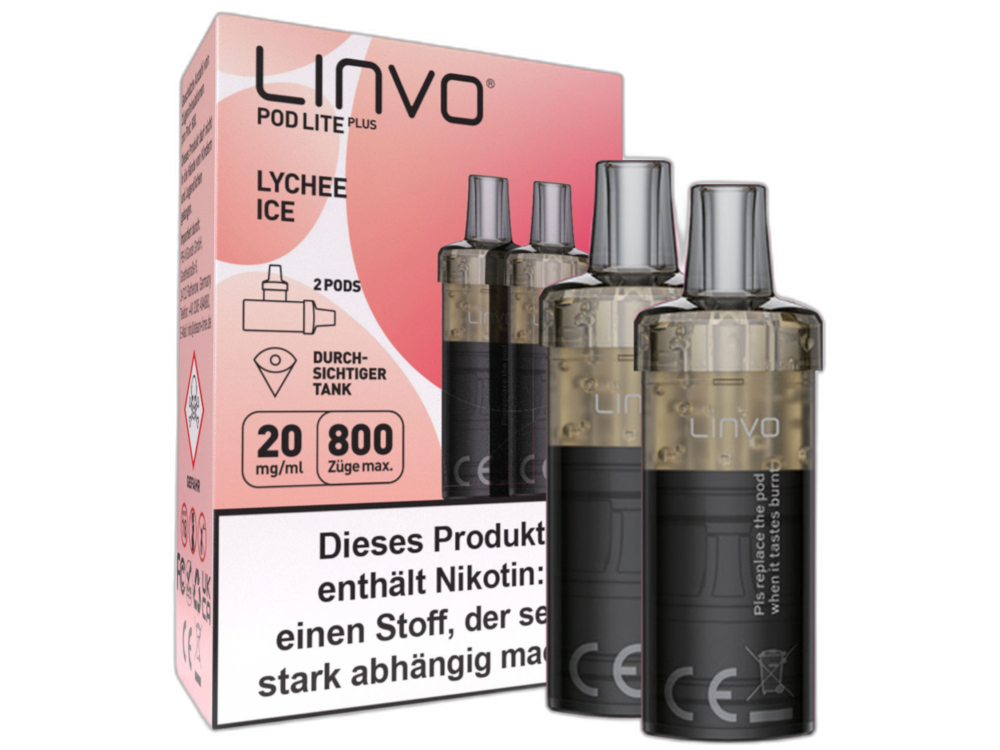 Linvo - Pod Lite Plus Cartridge Lychee Ice 20 mg/ml (2 Stück pro Packung)