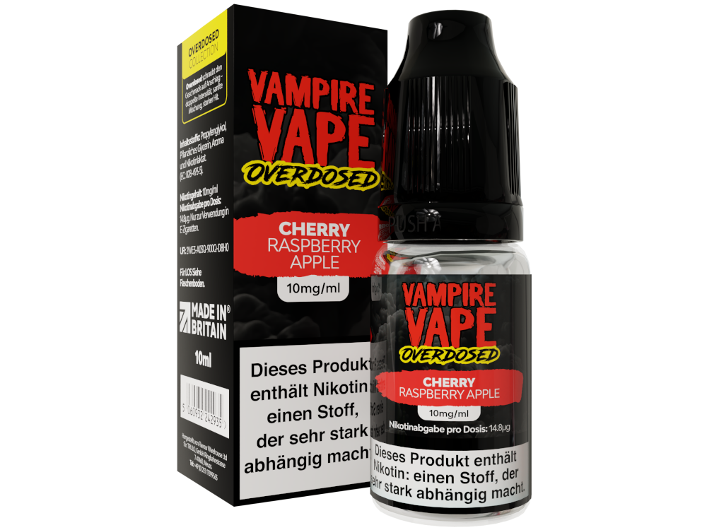 Vampire Vape - Overdosed - Cherry Raspberry Apple - Nikotinsalz Liquid 10 mg/ml