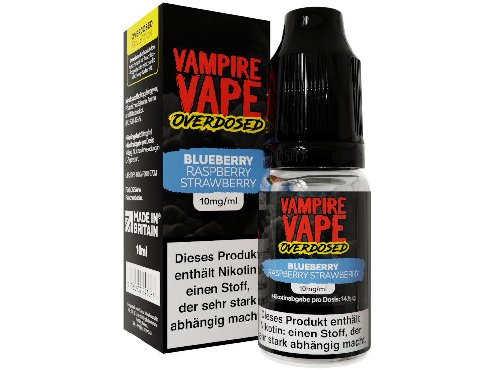 Vampire Vape - Overdosed - Blueberry Raspberry Strawberry - Nikotinsalz Liquid 10 mg/ml