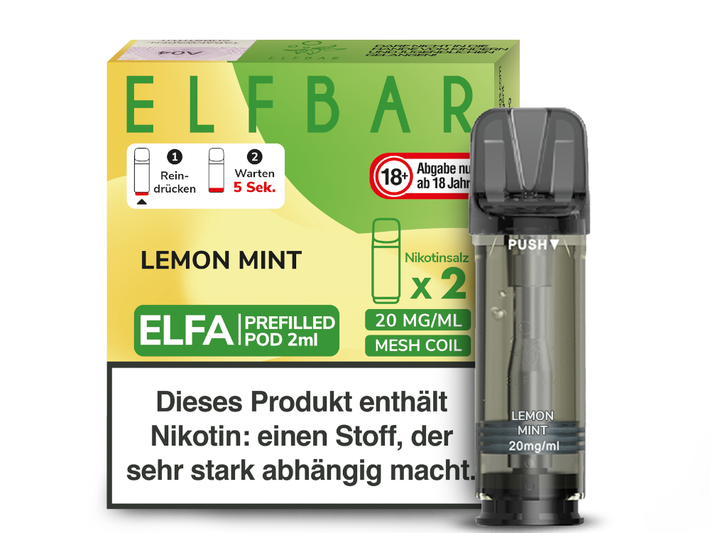 Elfbar - Elfa Pod Lemon Mint 20 mg/ml (2 Stück pro Packung)