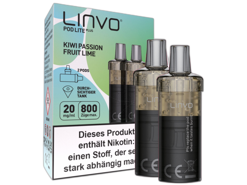 Linvo - Pod Lite Plus Cartridge Kiwi Passion Fruit Lime 20 mg/ml (2 Stück pro Packung)