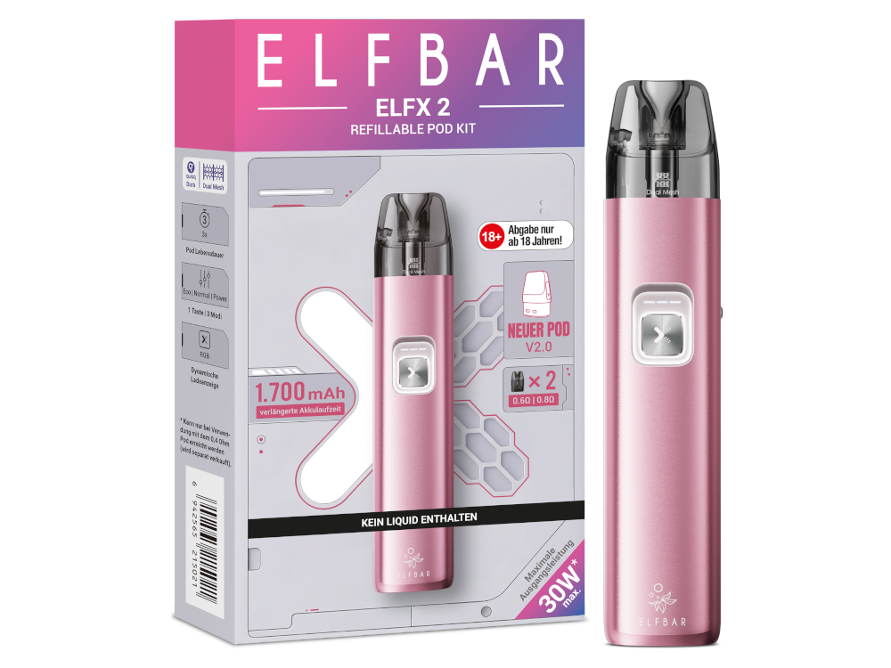 Elfbar - Elfx 2 E-Zigaretten Set Berry Pink