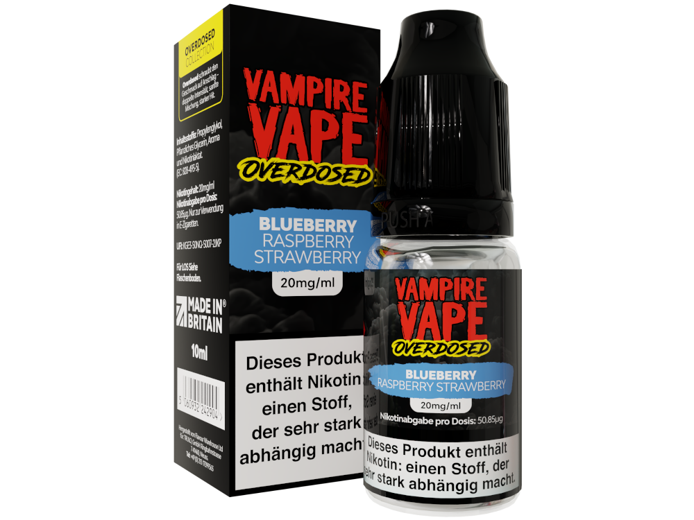 Vampire Vape - Overdosed - Blueberry Raspberry Strawberry - Nikotinsalz Liquid 20 mg/ml