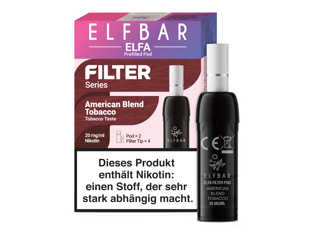 Elfbar - Elfa Pod - Filter Series American Blend Tobacco 20 mg/ml (2 Stück pro Packung)