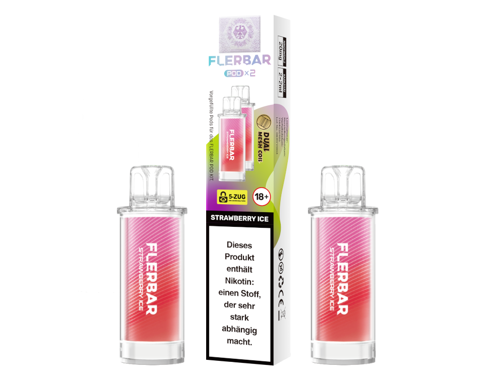 Flerbar - POD Strawberry Ice 20 mg/ml (2 Stück pro Packung)