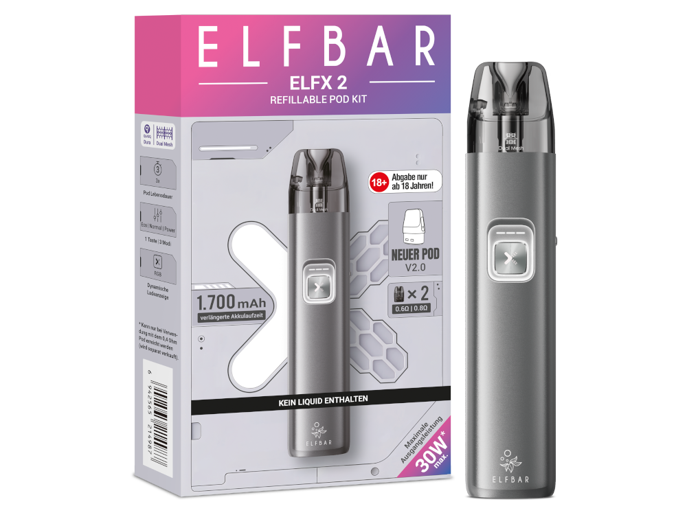 Elfbar - Elfx 2 E-Zigaretten Set Space Grey