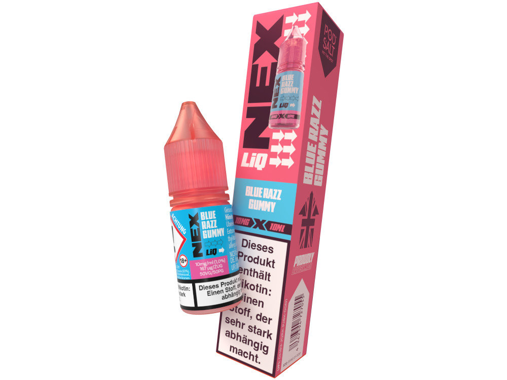 Pod Salt - NexLiq - Blue Razz Gummy - Nikotinsalz Liquid 10 mg/ml