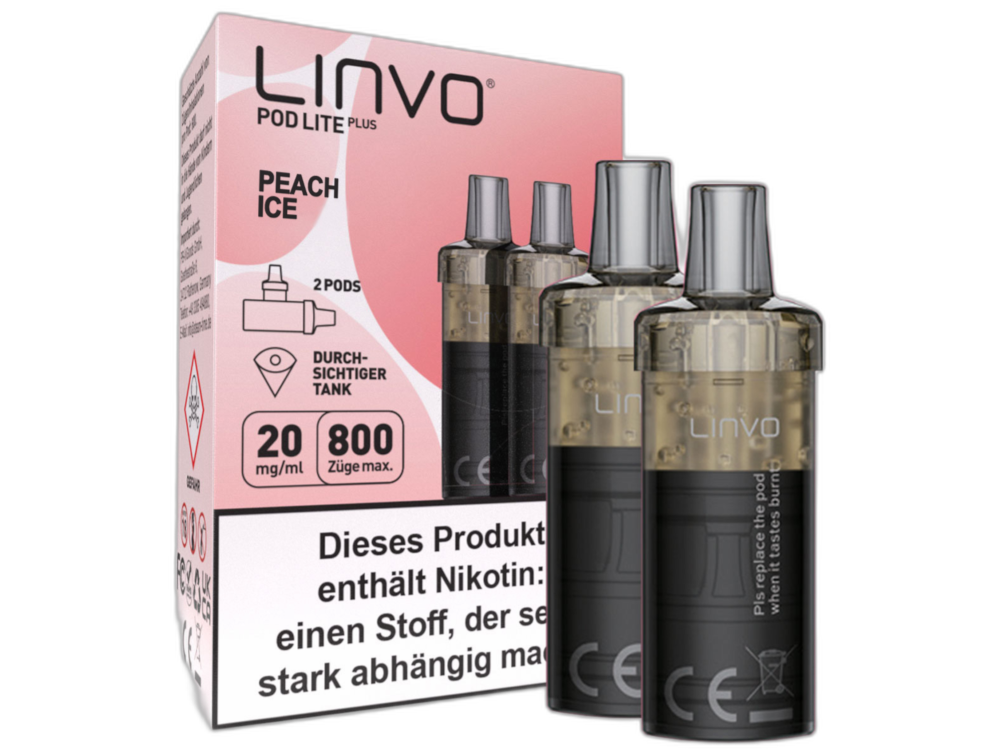 Linvo - Pod Lite Plus Cartridge Peach Ice 20 mg/ml (2 Stück pro Packung)