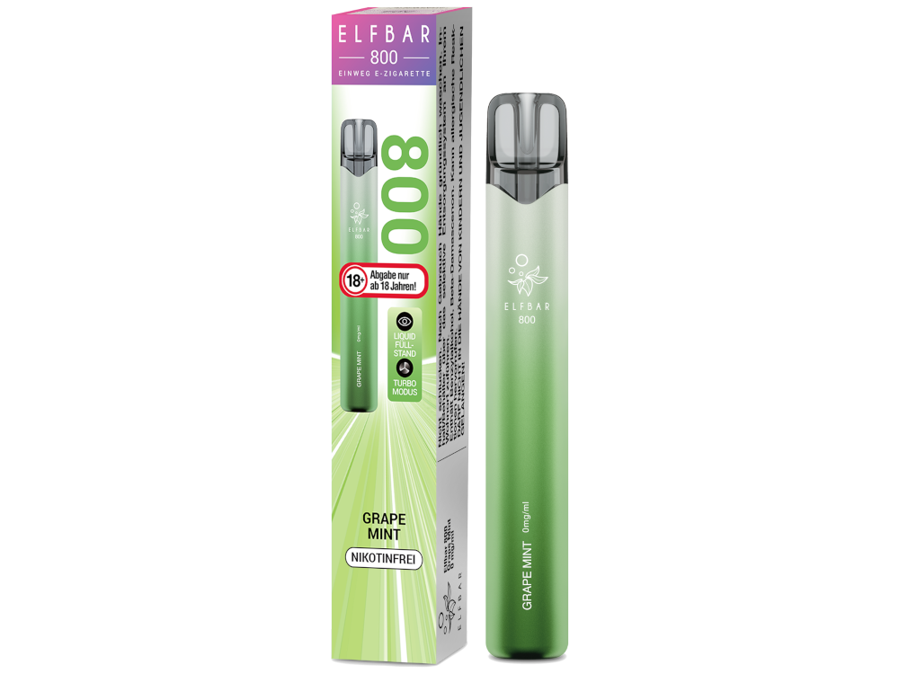 Elfbar 800 Einweg E-Zigarette - Grape Mint 0 mg/ml