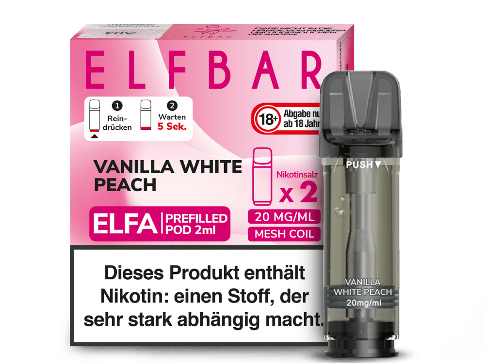 Elfbar - Elfa Pod Vanilla White Peach 20 mg/ml (2 Stück pro Packung)