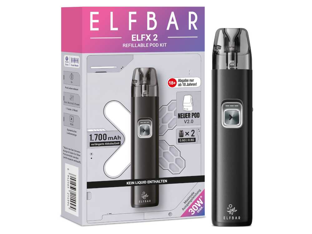 Elfbar - Elfx 2 E-Zigaretten Set Matte Black
