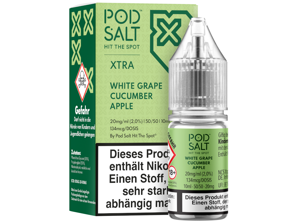 Pod Salt X - White Grape Cucumber Apple - Nikotinsalz Liquid 20 mg/ml