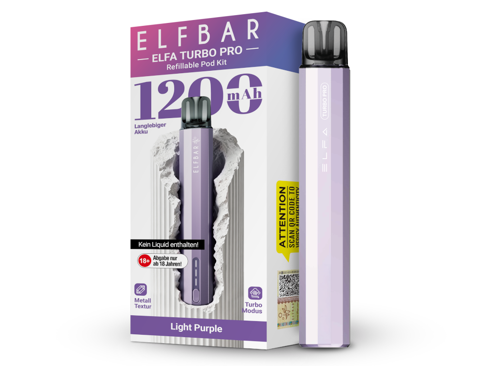 Elfbar - Elfa Turbo Pro E-Zigaretten Set Light Purple