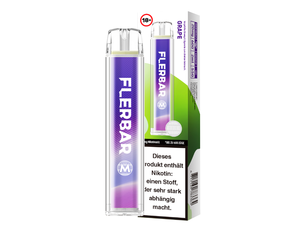 Flerbar - M Einweg E-Zigarette - Grape 20 mg/ml