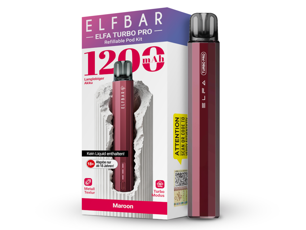 Elfbar - Elfa Turbo Pro E-Zigaretten Set Maroon