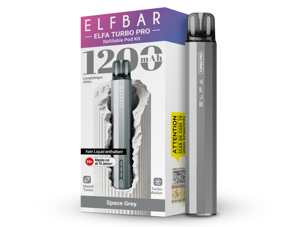 Elfbar - Elfa Turbo Pro E-Zigaretten Set Space Grey