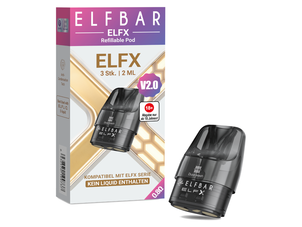 Elfbar - Elfx Pod V2.0 0,8 Ohm 2 ml (3 Stück pro Packung)
