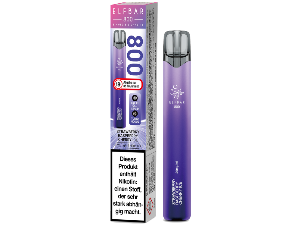 Elfbar 800 Einweg E-Zigarette - Strawberry Raspberry Cherry Ice 20 mg/ml