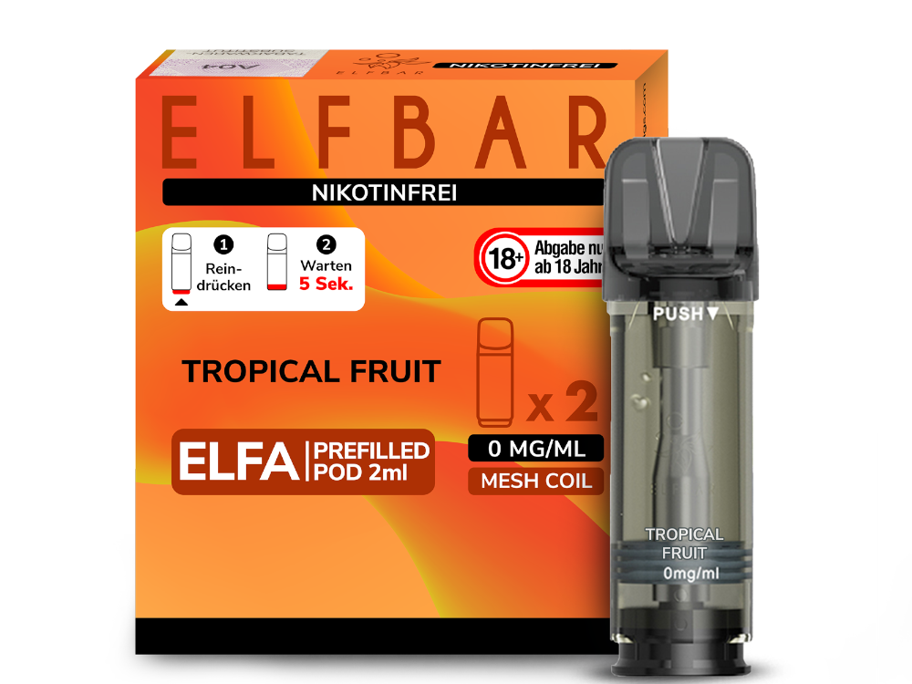 Elfbar - Elfa Pod Tropical Fruit 0 mg/ml (2 Stück pro Packung)