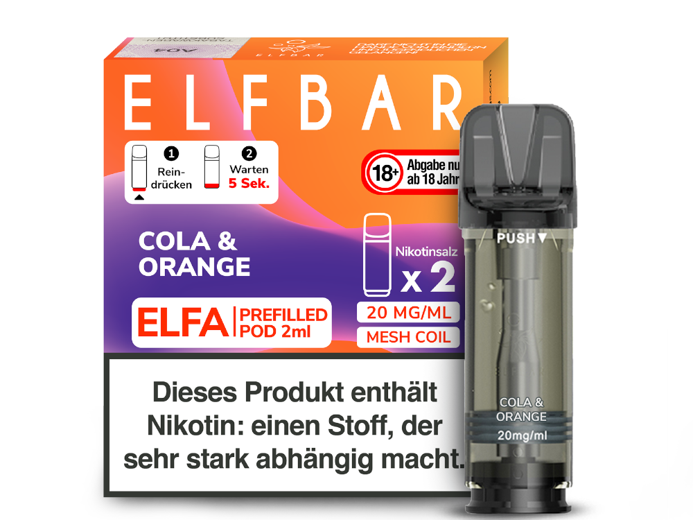 Elfbar - Elfa Pod Cola & Orange 20 mg/ml (2 Stück pro Packung)